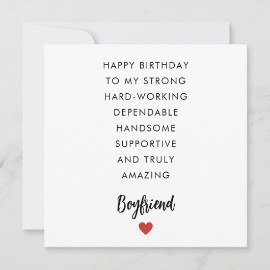 Boyfriend's Poem Birthday Card Karte (Vorderseite)
