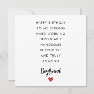 Boyfriend's Poem Birthday Card Karte