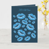Boyish Blue Lip Print Flirtatious Fun Karte (Gelbe Blume)