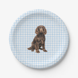 Boykin-Party-Teller, Hunde-Party, Blaues Gingham  Pappteller