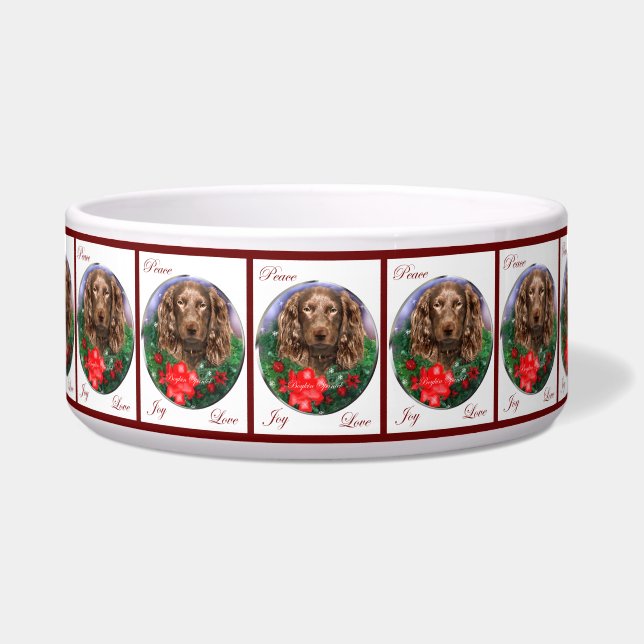 Boykin Spaniel Christmas Dog Bowl Napf (Vorderseite)