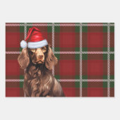 Boykin Spaniel Christmas Dog Deep Red Kariert Geschenkpapier Set (Vorderseite 3)