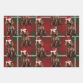 Boykin Spaniel Christmas Dog Deep Red Kariert Geschenkpapier Set (Vorderseite 2)