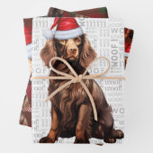 Boykin Spaniel Christmas Dog Deep Red Kariert Geschenkpapier Set (Beispiel)