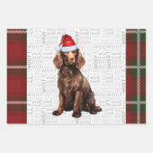 Boykin Spaniel Christmas Dog Deep Red Kariert Geschenkpapier Set (Vorderseite)