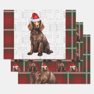 Boykin Spaniel Christmas Dog Deep Red Kariert Geschenkpapier Set