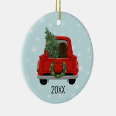 Boykin Spaniel Christmas Red Truck Keramik Ornament (Rechts)