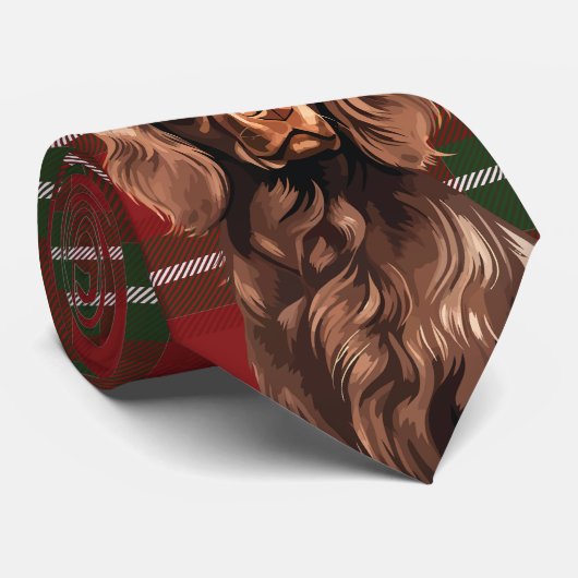 Boykin Spaniel Dog Deep Red Karierte Weihnachten Krawatte (Gerollt)