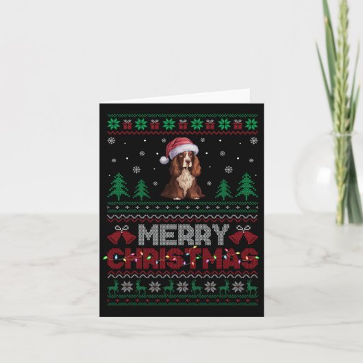 Boykin Spaniel Dog liebt Weihnachtsmannmütze Weihn Karte (Vorderseite)