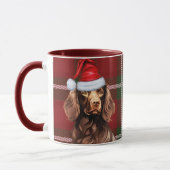 Boykin Spaniel Dog Red Holiday Karierte Weihnachte Tasse (Links)