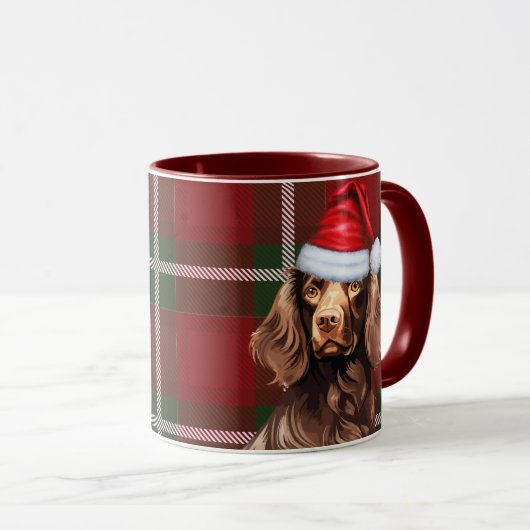Boykin Spaniel Dog Red Holiday Karierte Weihnachte Tasse (VorderseiteRechts)