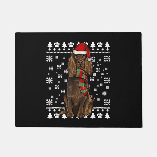 Boykin Spaniel Dog With Santa Hat Ugly Christmas Fußmatte (Vorderseite)