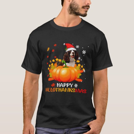 Boykin Spaniel Happy Hallothanksmas Halloween Chri T-Shirt (Vorderseite)
