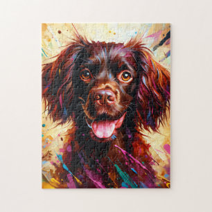 Boykin Spaniel Hund Portrait Acryl-Kunst Druck Hun Puzzle