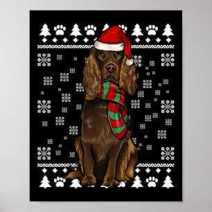 Boykin Spaniel Hund Weihnachtsmannmütze Xmas Ugand Poster