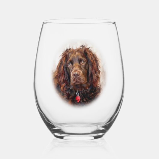 Boykin Spaniel Impressionist Painting Weinglas Ohne Stiel (Vorderseite)