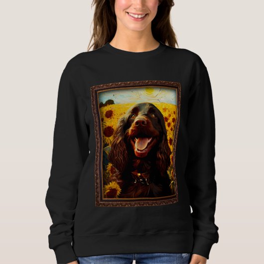Boykin Spaniel Painting Sunflower Flower Mom Women Sweatshirt (Vorderseite)