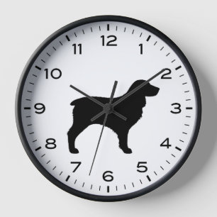 Boykin Spaniel Silhouette mit Zahlen und Minuten Uhr