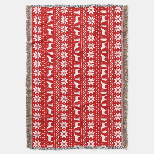 Boykin Spaniel-Silhouette-Weihnachtsmuster-Rot Decke (Vorderseite Vertikal)