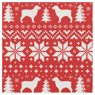 Boykin Spaniel Silhouetten Hunde Weihnachtsfeierta Stoff