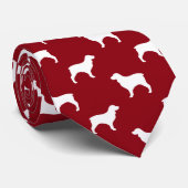 Boykin Spaniel Silhouettes Pattern Red and White Krawatte (Gerollt)