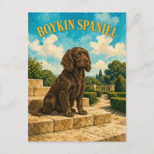 Boykin Spaniel, Vintage Wasserfarben-Hundekunst Postkarte