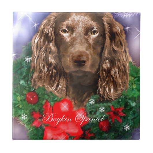 Boykin Spaniel Weihnachten Fliese (Vorderseite)