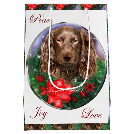 Boykin Spaniel Weihnachten Mittlere Geschenktüte (Rückseite)