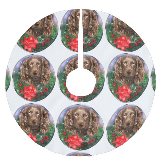 Boykin Spaniel Weihnachten Polyester Weihnachtsbaumdecke (Vorderseite)