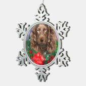 Boykin Spaniel Weihnachten Schneeflocken Zinn-Ornament (Rechts)