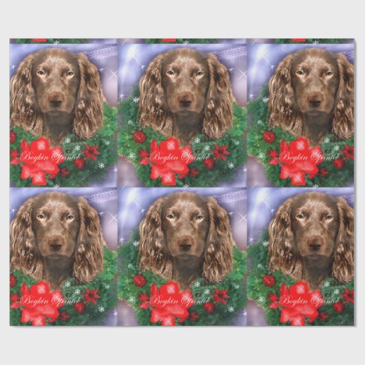 Boykin Spaniel Weihnachtskranz Geschenkpapier (Flach)