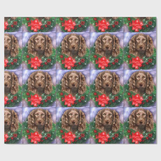 Boykin Spaniel Weihnachtskranz Geschenkpapier (Flach)