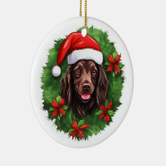 Boykin Spaniel Weihnachtskranz Keramik Ornament (Rechts)