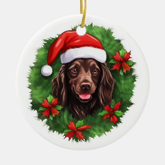 Boykin Spaniel Weihnachtskranz Keramik Ornament (Vorne)