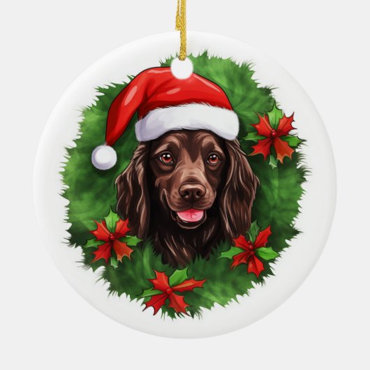 Boykin Spaniel Weihnachtskranz Keramik Ornament (Hinten)