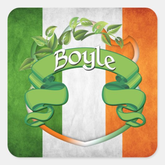 Boyle Irish Shield Quadratischer Aufkleber (Vorderseite)