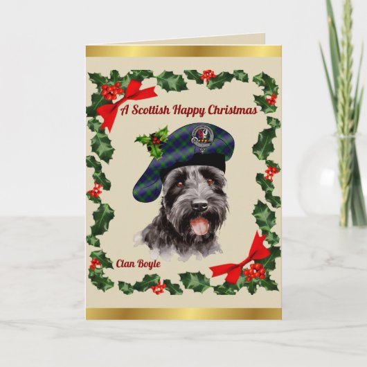 Boyle Scottie Dog Personalisiert Xmas Card Karte (Vorderseite)