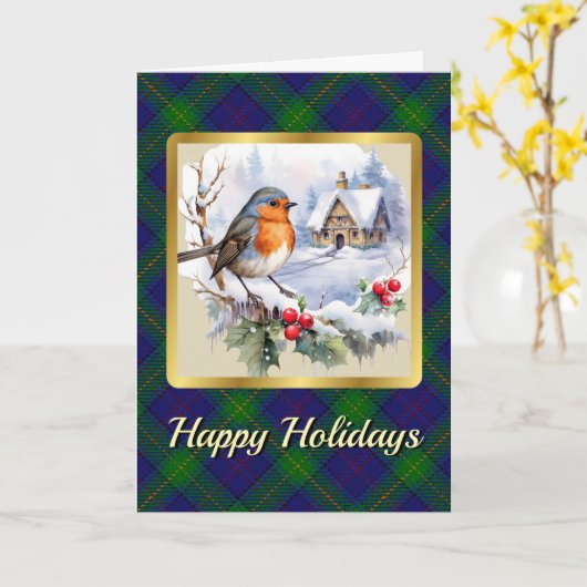 Boyle Wappen & Tartan w/Robin Personalisiert Karte (Gelbe Blume)