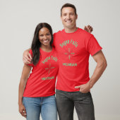 Boyne Falls Michigan Christmas Ski Green Text T-Shirt (Unisex)