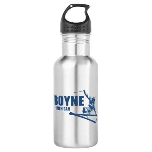 Boyne Mountain Resort Michigan Skier Edelstahlflasche (Vorderseite)