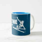 Boyne Mountain Resort Michigan Skier Zweifarbige Tasse (VorderseiteRechts)