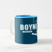 Boyne Mountain Resort Michigan Skier Zweifarbige Tasse (Vorderseite Links)