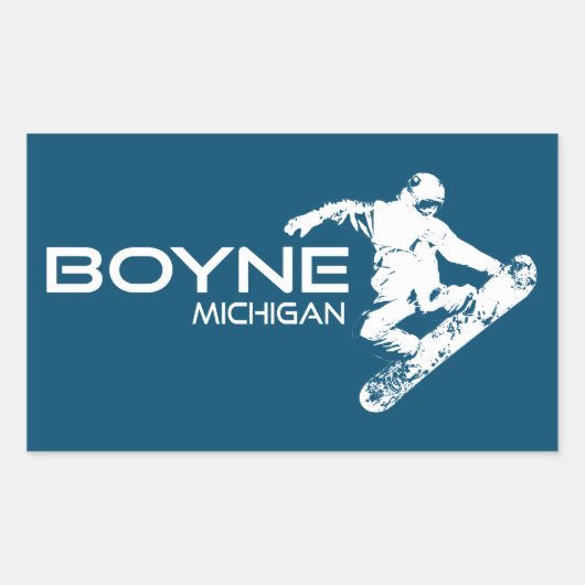 Boyne Mountain Resort Michigan Snowboarder Rechteckiger Aufkleber (Vorderseite)
