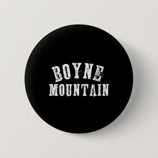 Boyne Mountain Rustic Bold Artisan Grungy Ski Skie Button (Vorderseite)