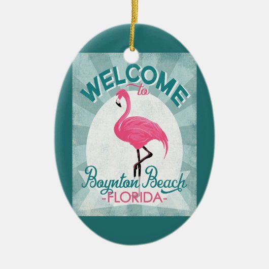 Boynton Beach Florida Pink Flamingo Retro Keramik Ornament (Vorne)
