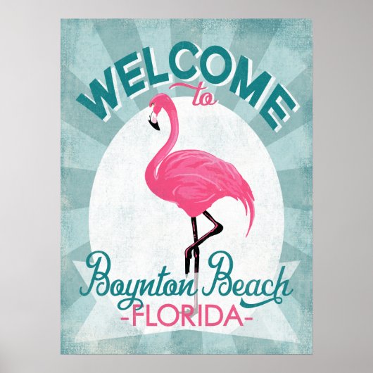 Boynton Beach Florida Pink Flamingo Retro Poster (Vorne)