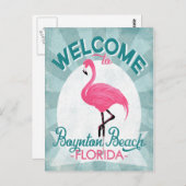 Boynton Beach Florida Pink Flamingo Retro Postkarte (Vorne/Hinten)