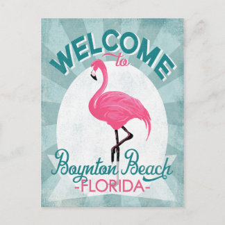 Boynton Beach Florida Pink Flamingo Retro Postkarte