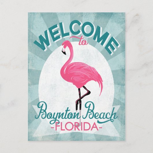 Boynton Beach Florida Pink Flamingo Retro Postkarte (Vorderseite)