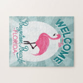 Boynton Beach Florida Pink Flamingo Retro Puzzle (Horizontal)